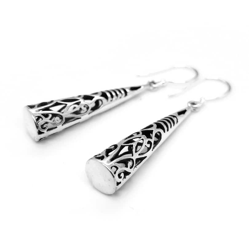 Filigree Cone Silver Earrings