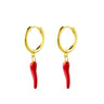 Gold Plated Silver Red Cornicello Huggie Earrings