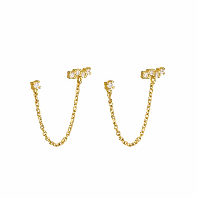 Gold Plated Silver Constellation Double Stud Earrings