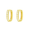 Gold Plated Sterling Silver Oval Shaped Hoop Earrings with CZ