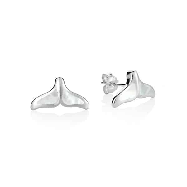 Dolphin Tail Silver Stud Earrings MOP