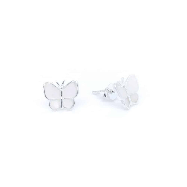 Butterfly Silver Stud Earrings MOP