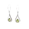 Peridot Tear Drop Shape Silver Earrings