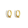 Gold Plated Sterling Silver Huggie Earrings with Baguette CZ