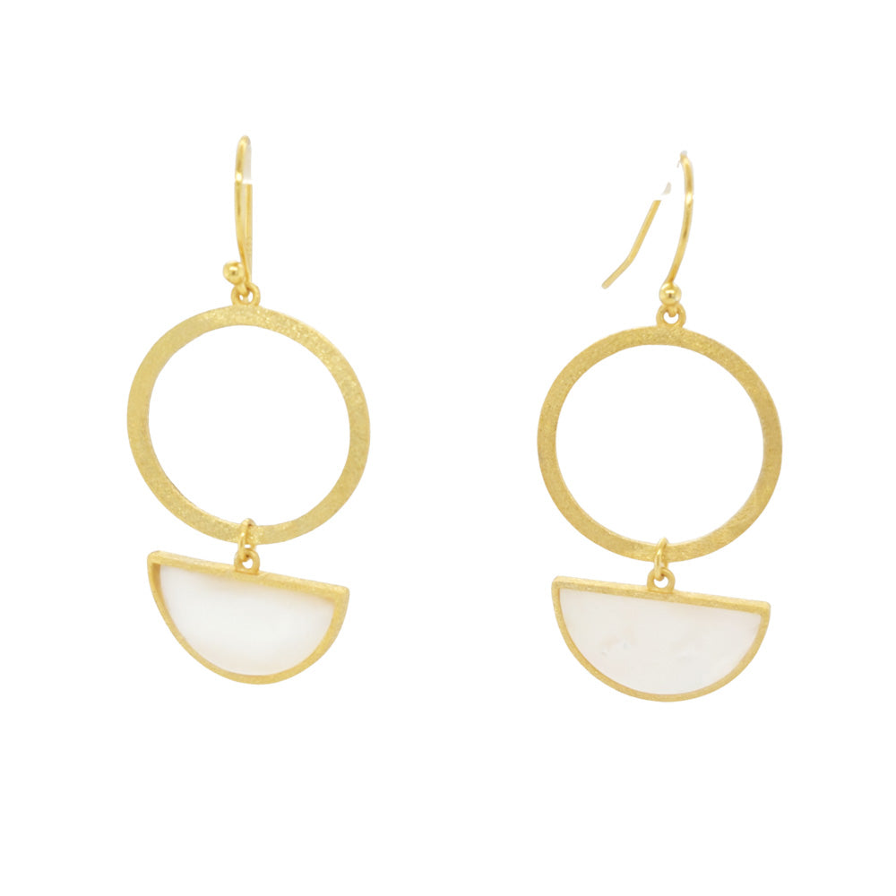 18K Gold Plated Sterling Silver Shape on Shape Earrings MOP