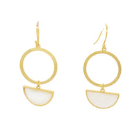 18K Gold Plated Sterling Silver Shape on Shape Earrings MOP