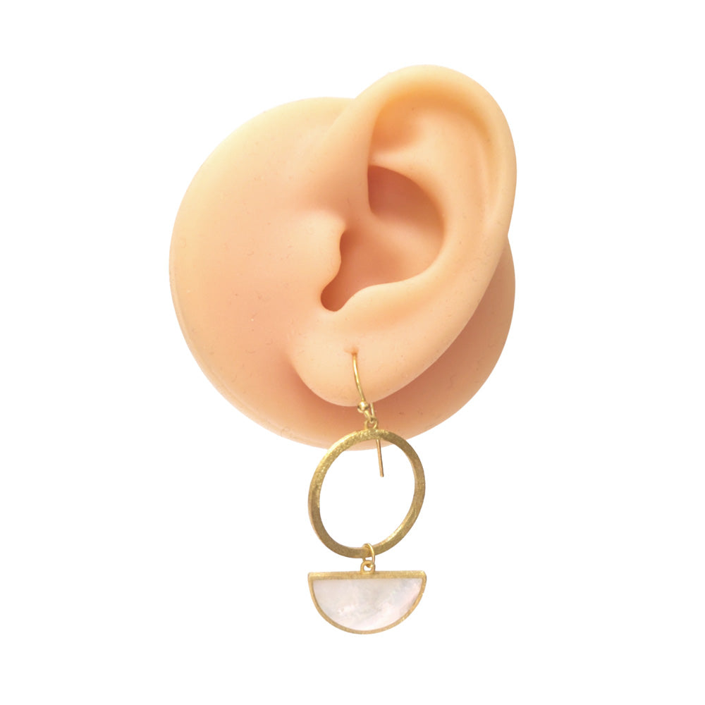 18K Gold Plated Sterling Silver Shape on Shape Earrings MOP