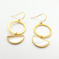 18K Gold Plated Sterling Silver Shape on Shape Earrings MOP