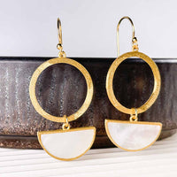 18K Gold Plated Sterling Silver Shape on Shape Earrings MOP