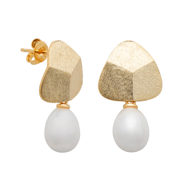 18K Gold Plated Sterling Silver Facet Earrings