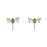 Jade Dragonfly Stud Earrings in Silver