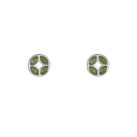Fortune Coin Green Jade Stud Earrings in Sterling Silver