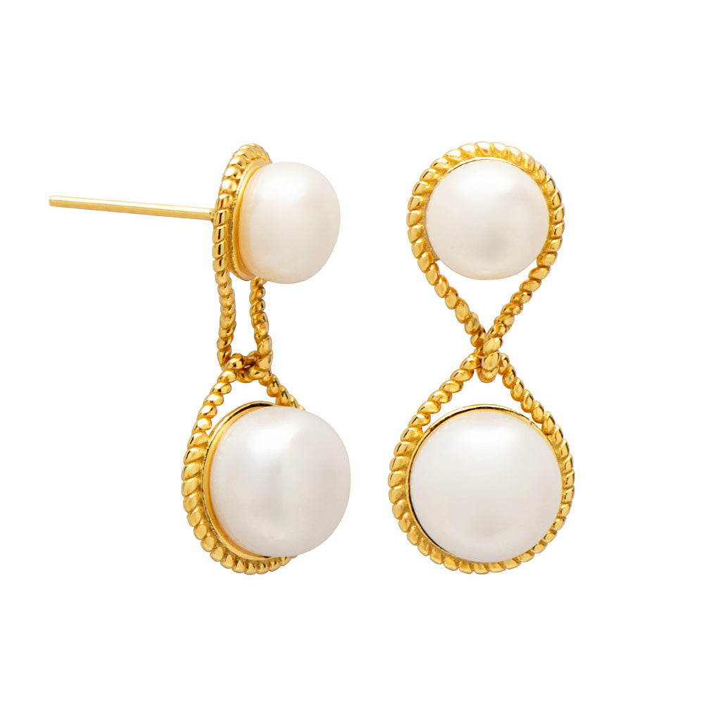 18K Gold Plated Sterling Silver Reflection Pearl Earrings
