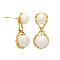 18K Gold Plated Sterling Silver Reflection Pearl Earrings