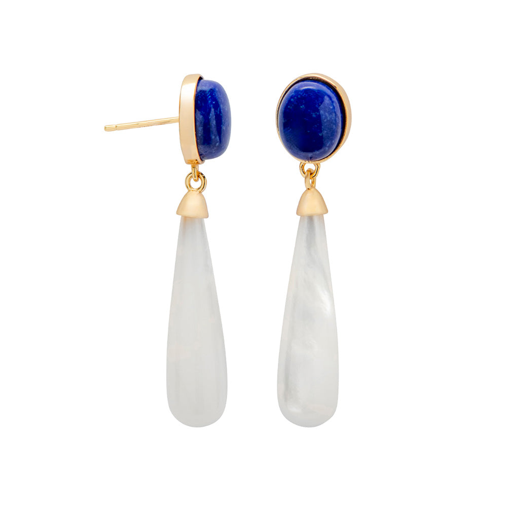18K Gold Plated Sterling Silver Droplet Oval Earrings