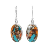 Oyster Turquoise Oval Silver Earrings