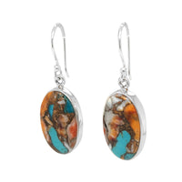 Oyster Turquoise Oval Silver Earrings