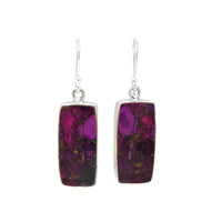 Mauve Turquoise Rectangular Silver Earrings