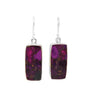 Mauve Turquoise Rectangular Silver Earrings