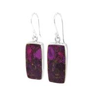 Mauve Turquoise Rectangular Silver Earrings