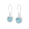 Blue Topaz Round Drop Silver Earrings