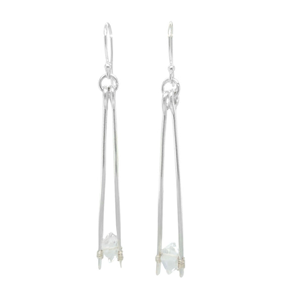 Herkimer Diamond Sterling Silver Long Drop Earrings