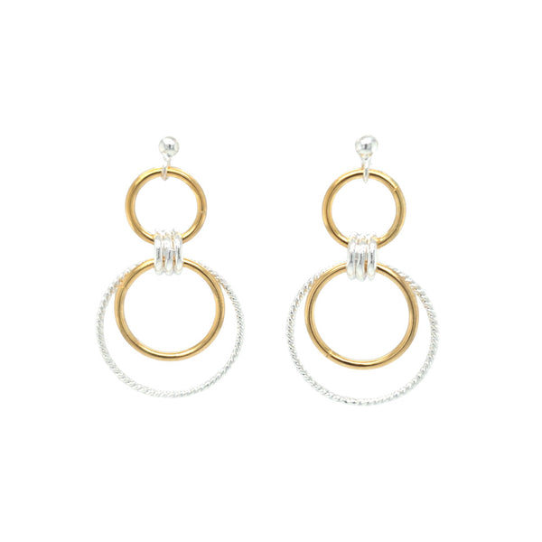 Two Tone Multi Row Circle Earrings