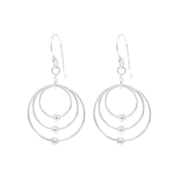 Sterling Silver Circle & Balls Link Earrings
