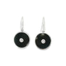 Round Black Onyx and Diamond Silver Earrings