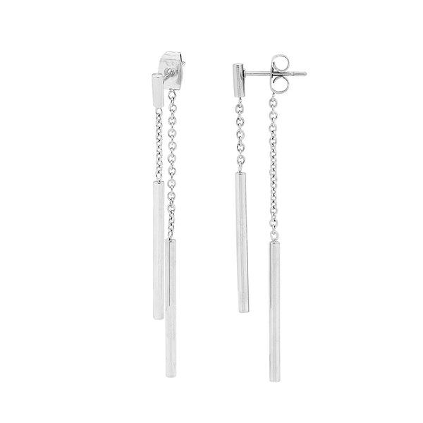 Geomatric Sterling Silver Bar with Chain Earrings