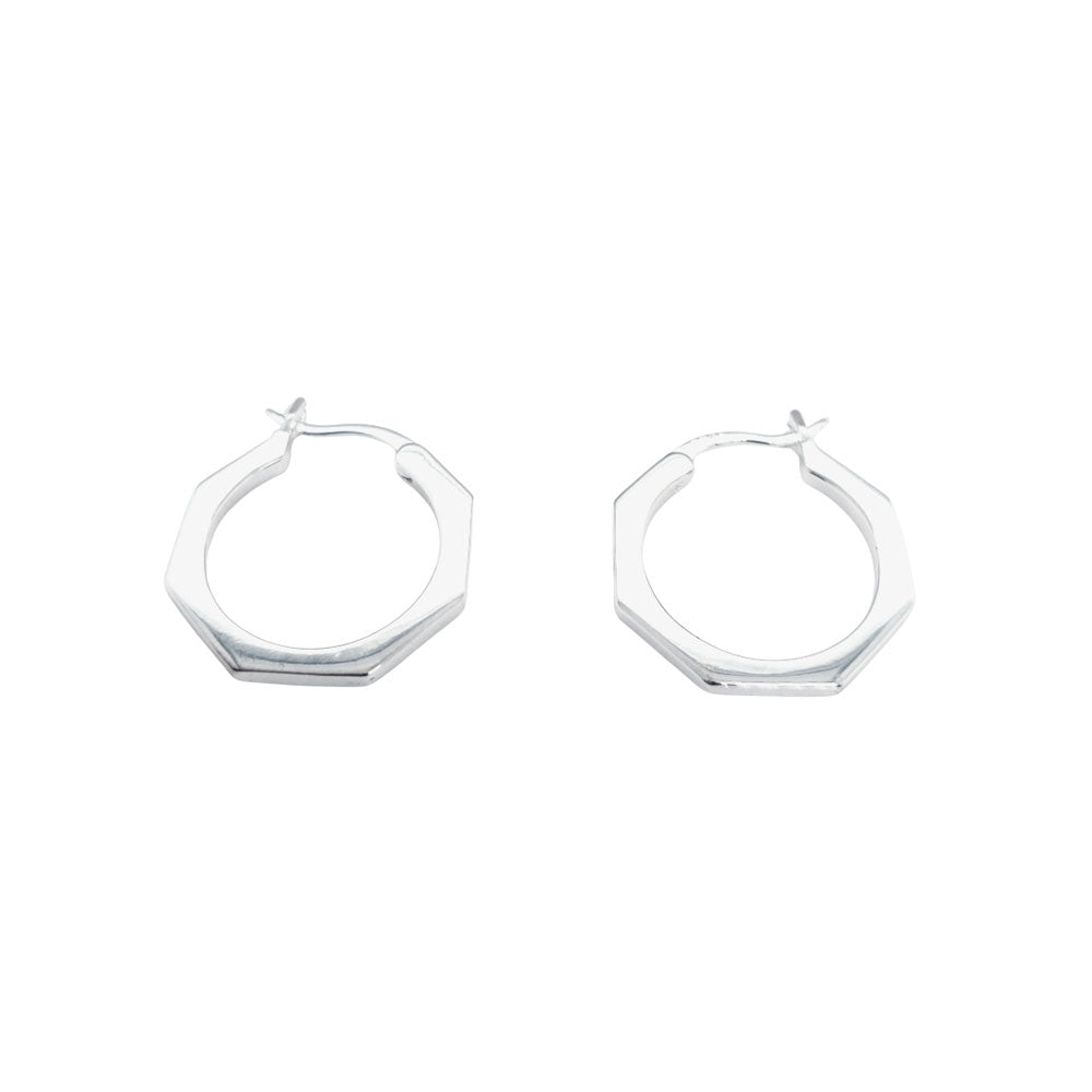 Sterling Silver Hexagon Hoop Earrings