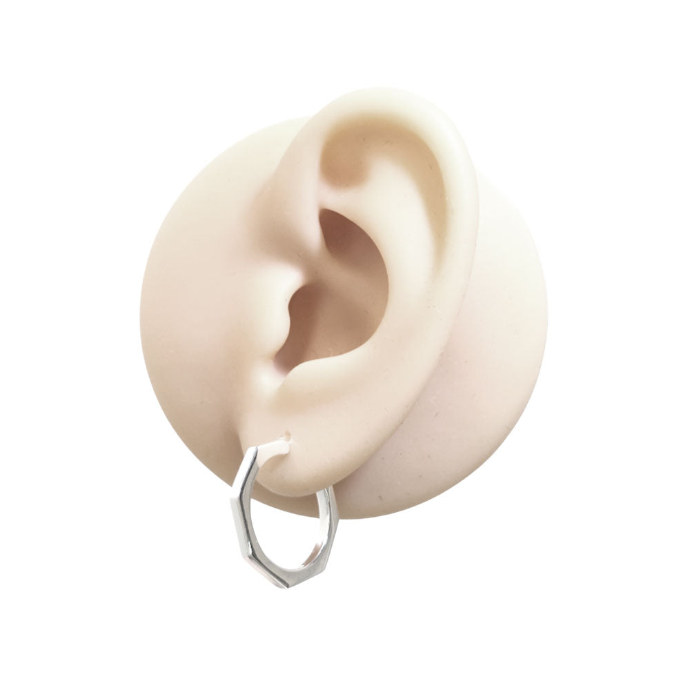 Sterling Silver Hexagon Hoop Earrings