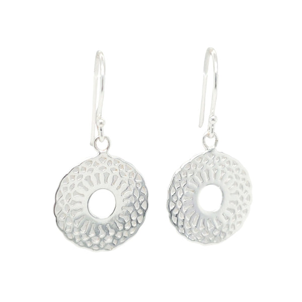 Sterling Silver Patterned Circular Filigree Earrings