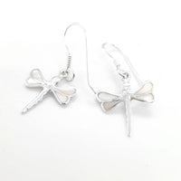 MOP Small Dragonfly Silver Earrings