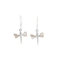 MOP Small Dragonfly Silver Earrings