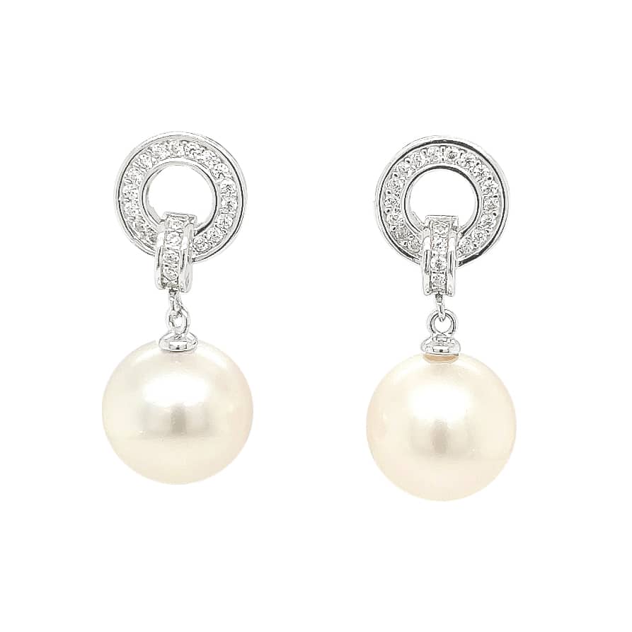 Near Round Fresh Water Pearl Drop Earrings