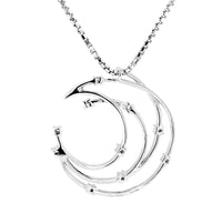 Crescent Moon with CZ Silver Necklace