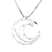 Crescent Moon with CZ Silver Necklace