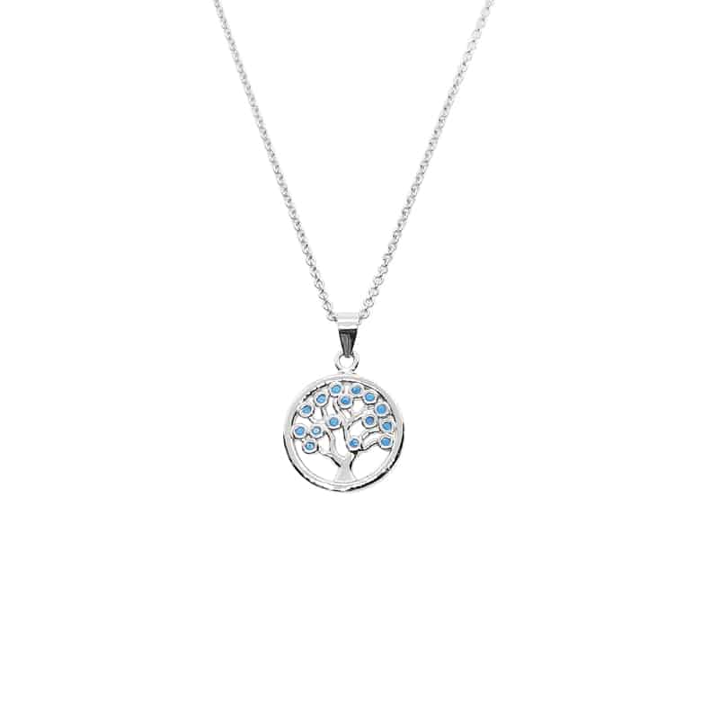 Rhodium Plated Sterling Silver Tree of Life Necklace