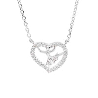 Silver Ballerina Love Heart Necklace