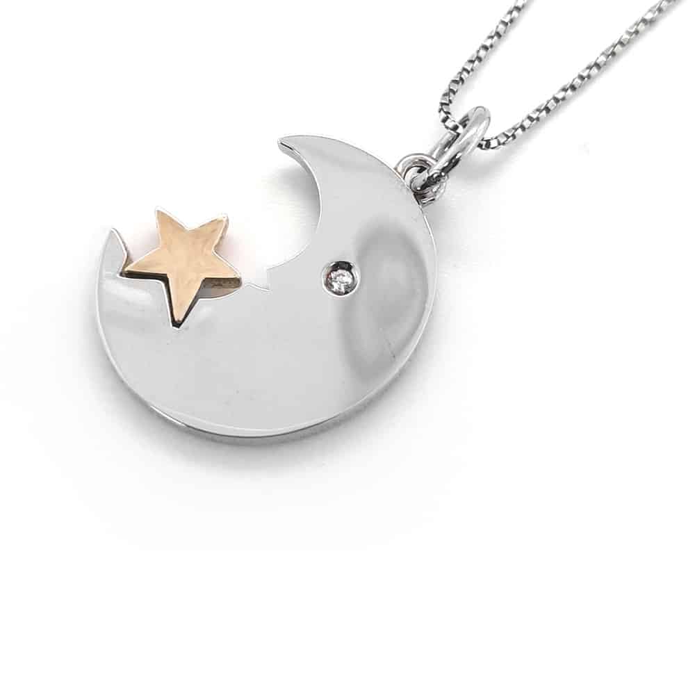 Crescent Moon Silver Necklace