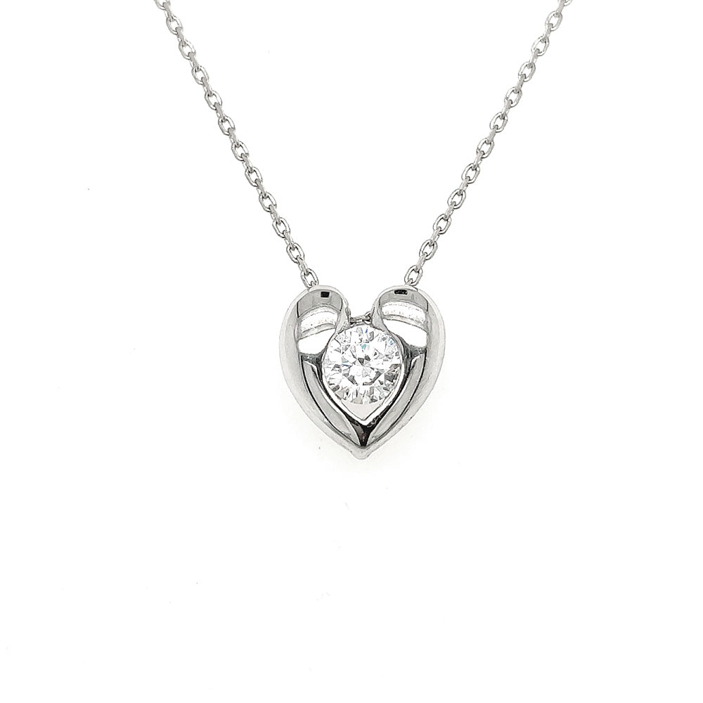 Heart Solitair Silver Necklace