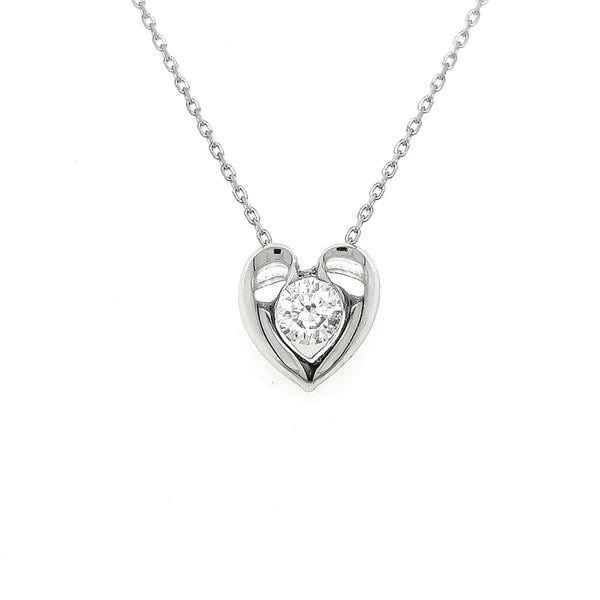 Heart Solitair Silver Necklace