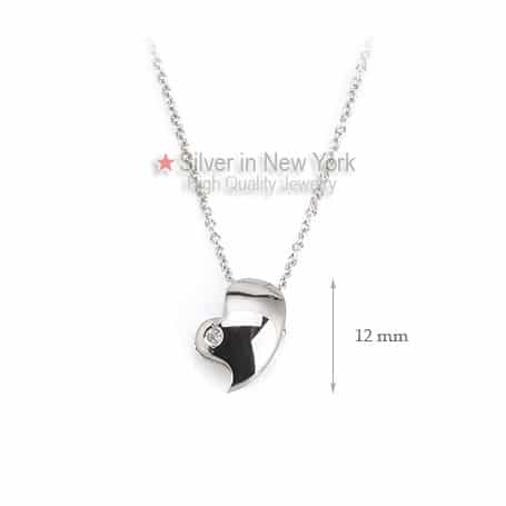 High Polished Tiny Puff Heart Necklace