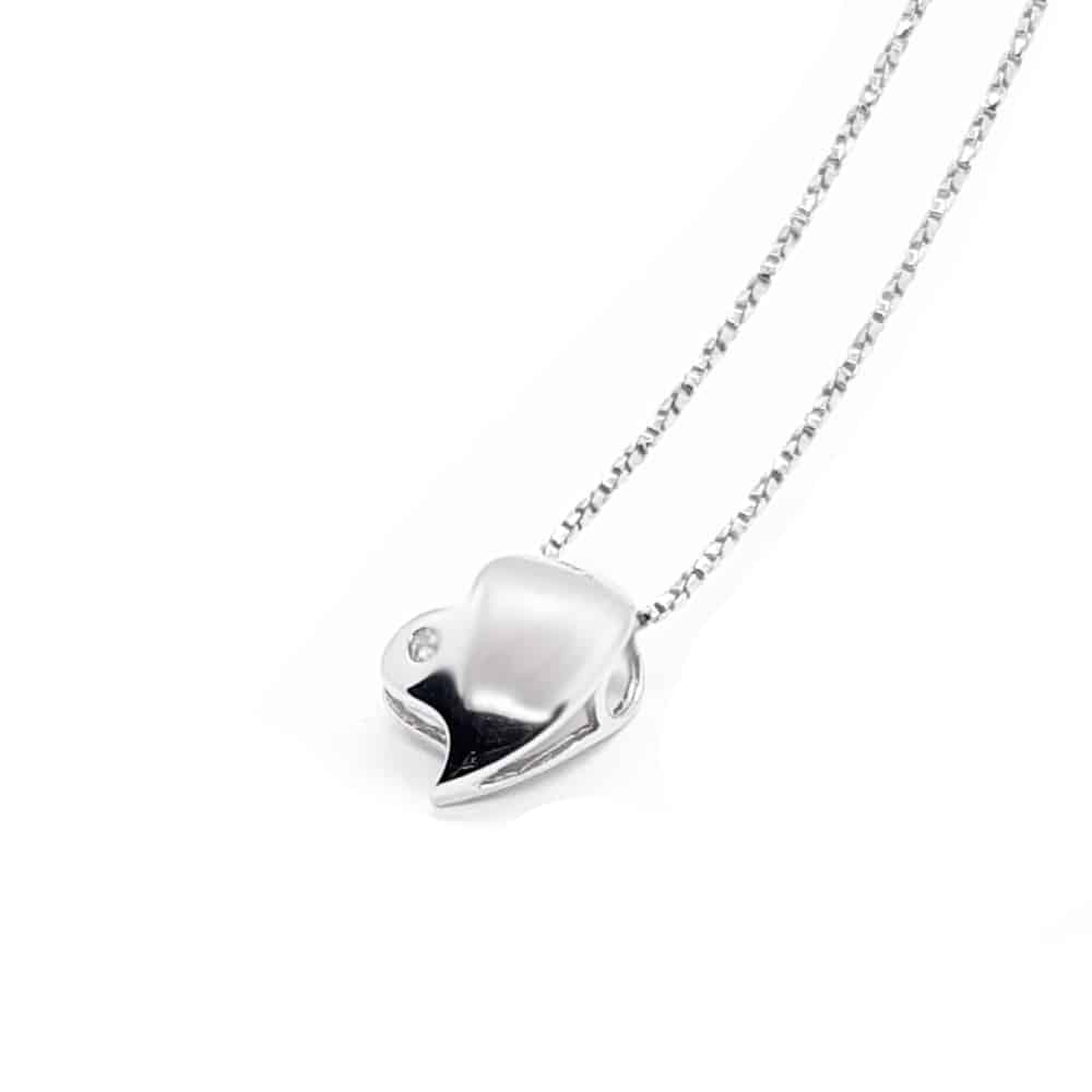 High Polished Tiny Puff Heart Necklace