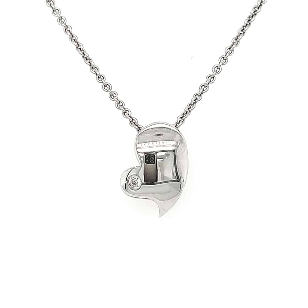 High Polished Tiny Puff Heart Necklace