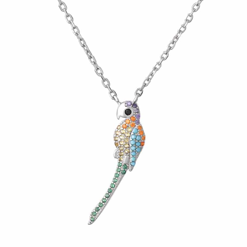 Silver Colourful Perrot Necklace