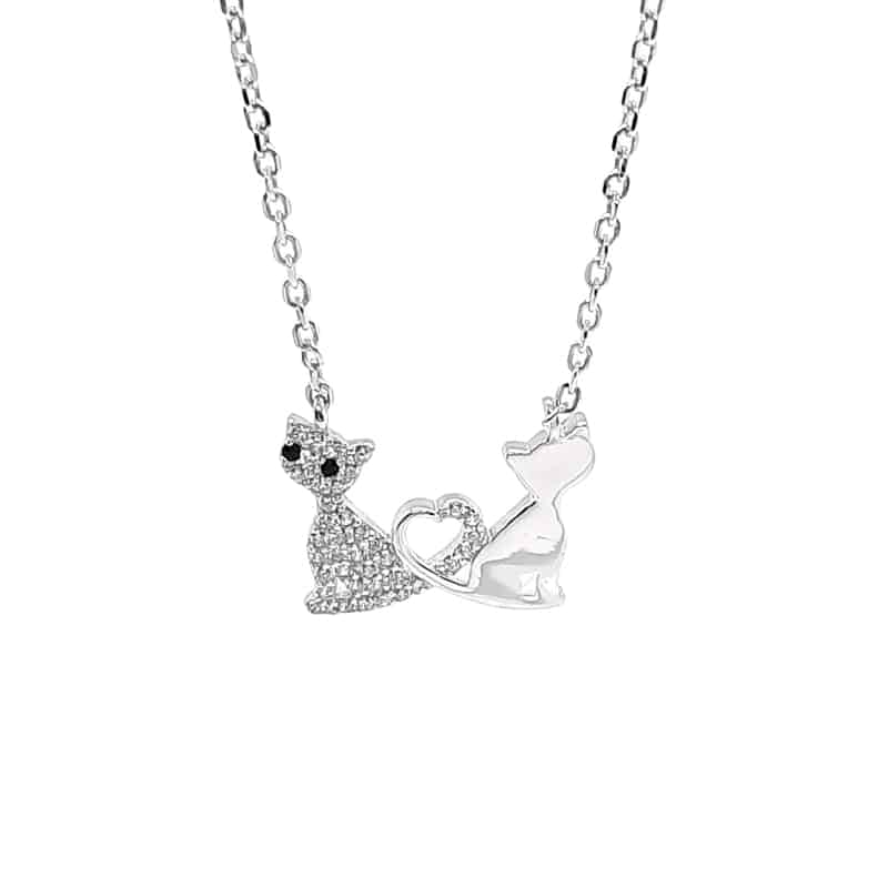 Love Cat Silver Necklace