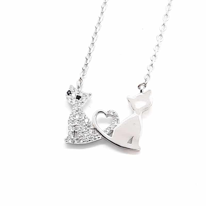 Love Cat Silver Necklace
