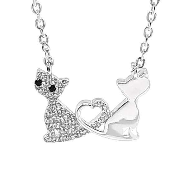 Love Cat Silver Necklace